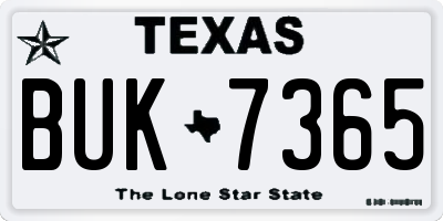 TX license plate BUK7365