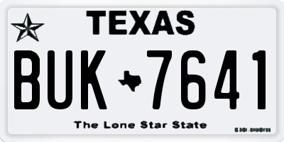 TX license plate BUK7641