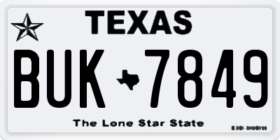 TX license plate BUK7849