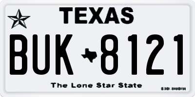 TX license plate BUK8121