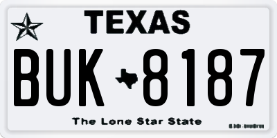 TX license plate BUK8187