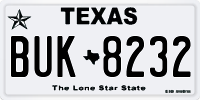 TX license plate BUK8232
