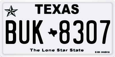 TX license plate BUK8307
