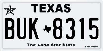 TX license plate BUK8315