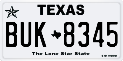 TX license plate BUK8345