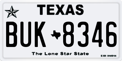 TX license plate BUK8346