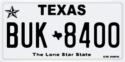 TX license plate BUK8400