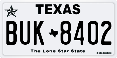 TX license plate BUK8402