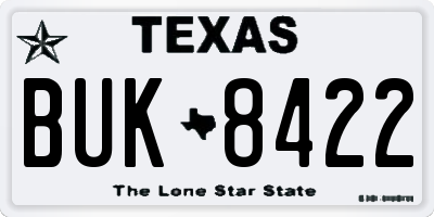 TX license plate BUK8422