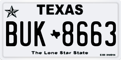 TX license plate BUK8663