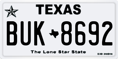 TX license plate BUK8692