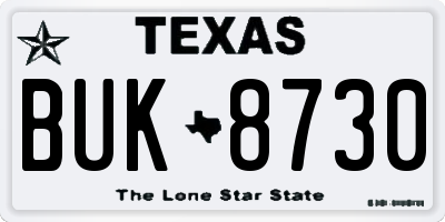 TX license plate BUK8730