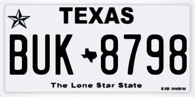 TX license plate BUK8798