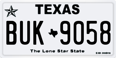 TX license plate BUK9058