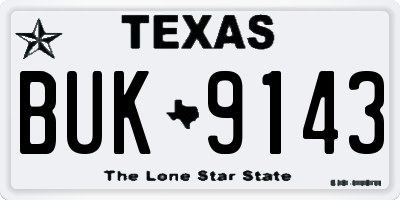 TX license plate BUK9143
