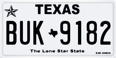 TX license plate BUK9182