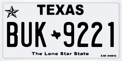 TX license plate BUK9221