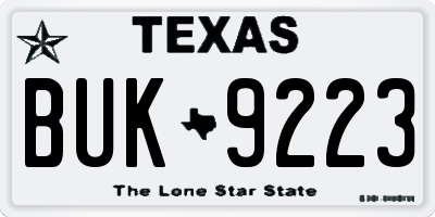 TX license plate BUK9223