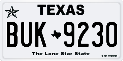 TX license plate BUK9230