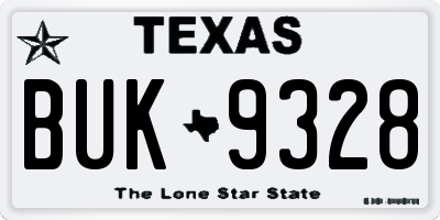 TX license plate BUK9328