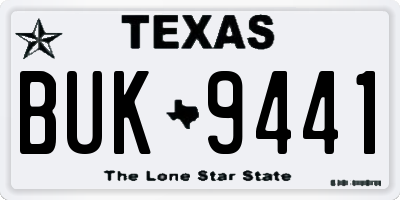 TX license plate BUK9441