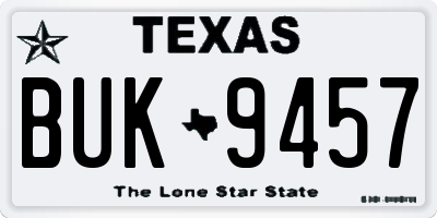 TX license plate BUK9457