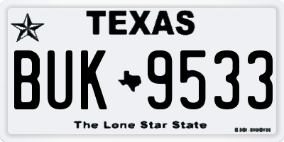 TX license plate BUK9533