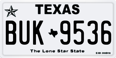 TX license plate BUK9536