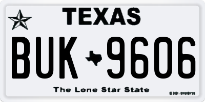 TX license plate BUK9606