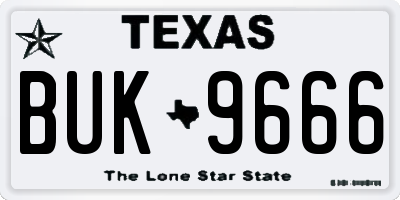 TX license plate BUK9666