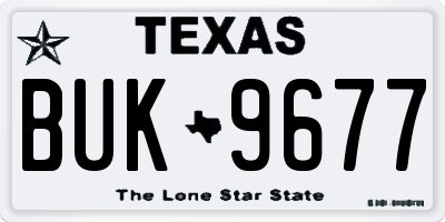 TX license plate BUK9677