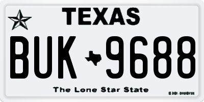 TX license plate BUK9688