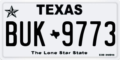 TX license plate BUK9773