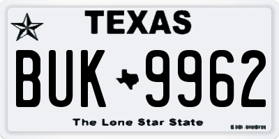 TX license plate BUK9962