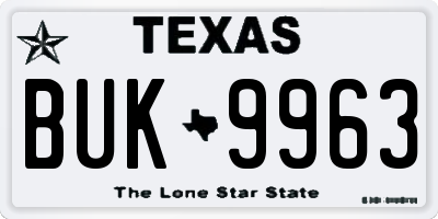 TX license plate BUK9963