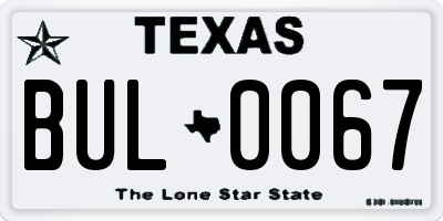 TX license plate BUL0067
