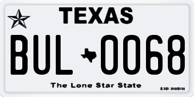 TX license plate BUL0068