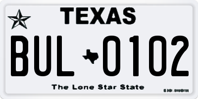 TX license plate BUL0102