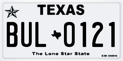 TX license plate BUL0121