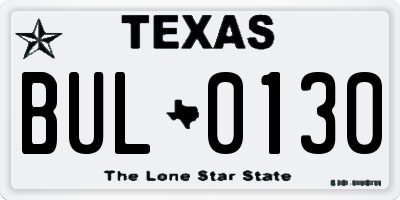 TX license plate BUL0130