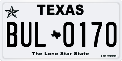 TX license plate BUL0170