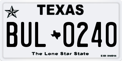 TX license plate BUL0240