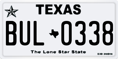 TX license plate BUL0338