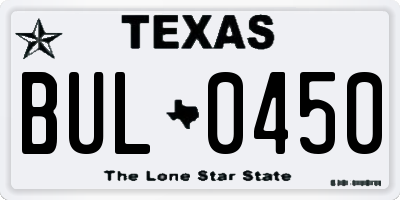 TX license plate BUL0450