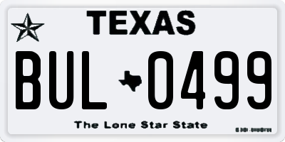 TX license plate BUL0499
