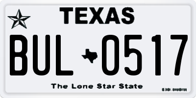TX license plate BUL0517