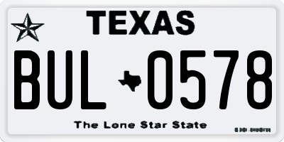 TX license plate BUL0578