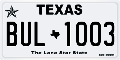 TX license plate BUL1003