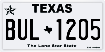 TX license plate BUL1205