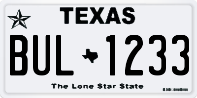 TX license plate BUL1233